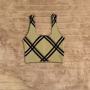 Missguided Tan and Black Plaid Crop Top